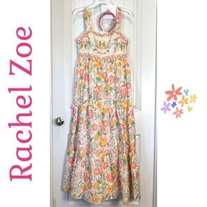 NWT Rachel Zoe Embroidered Floral Pineapple Maxi Dress Sz 10. Lined Side Zipper